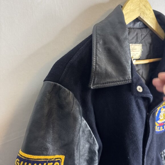 Vintage Canadian RCSCC Warrior Varsity Jacket Men’s M Wool Leather Sea Cadets - Picture 7 of 11